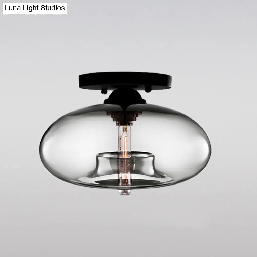 Modernist Glass Flush Ceiling Light Fixture - Oblong Shape 1 Sky Blue/Amber/Smoke Gray/Coffee 11’