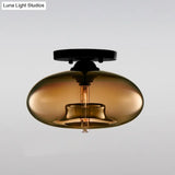 Modernist Glass Flush Ceiling Light Fixture - Oblong Shape 1 Sky Blue/Amber/Smoke Gray/Coffee 11’