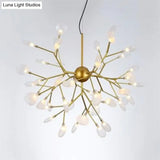 Modernist Glass Hanging Lamp With Leaf Shade - 27/36 Lights Chandelier Pendant Light In Black/Gold