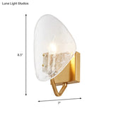 Modernist Glass Shield Wall Lamp: Golden Sconce Light With Arm