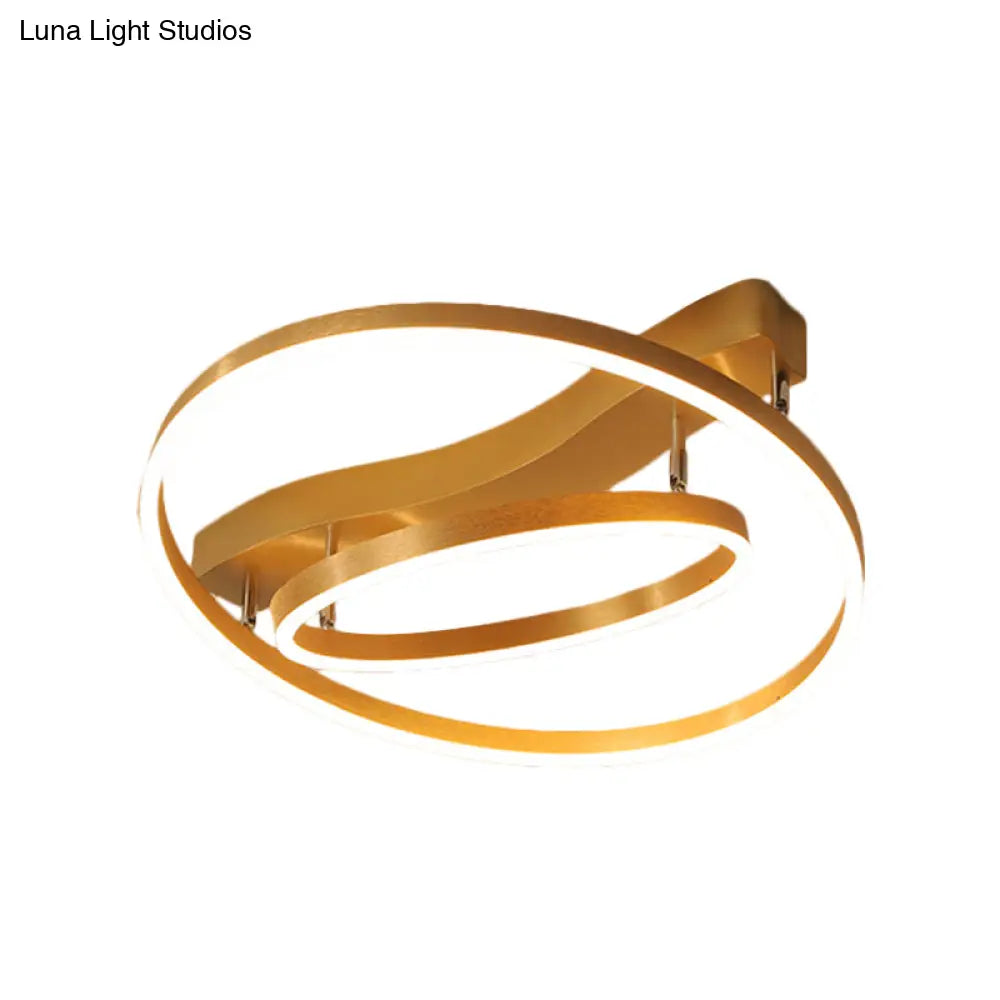 Modernist Gold Acrylic Led Flush Light - Semi Mount With Warm/White Light’
