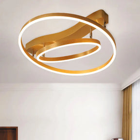 Modernist Gold Acrylic Led Flush Light - Semi Mount With Warm/White Light’ / Warm