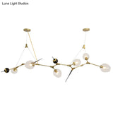 Modernist Gold Chandelier With Bubble Clear Glass Shades - 6/10 Lights Suspension Pendant