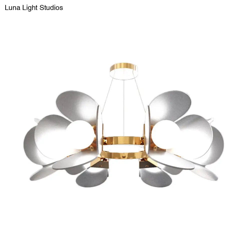 Modernist Gold Circle Hanging Chandelier - 6-Light Metal Pendant With Acrylic Shade