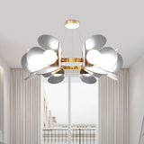 Modernist Gold Circle Hanging Chandelier - 6-Light Metal Pendant With Acrylic Shade