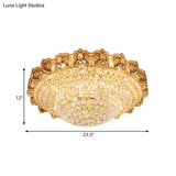 Modernist Gold Crystal Led Flush Ceiling Light: Multi - Tier Mount Fixture