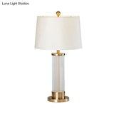Modernist Gold Desk Lamp With Beveled Crystal Shade - Small 1 Bulb Task Lighting