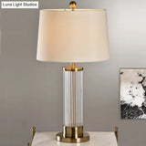 Modernist Gold Desk Lamp With Beveled Crystal Shade - Small 1 Bulb Task Lighting