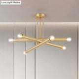 Modernist Gold Metal Bedroom Pendant Chandelier with Multiple Lights Ceiling Hung Light Fixture Gold