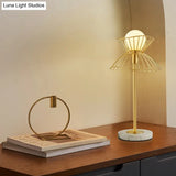 Modernist Gold Metal Nightstand Lamp For Study Room - Globe Table Light 1 Bulb