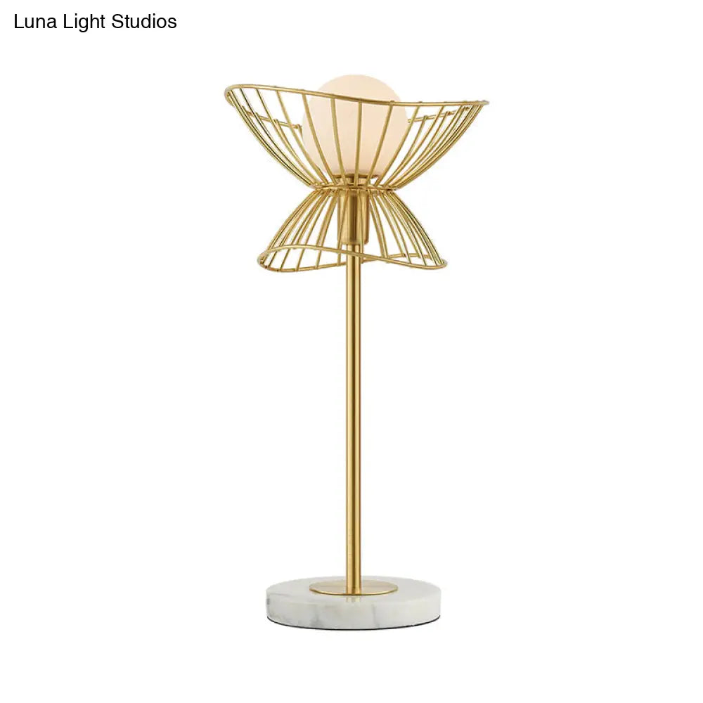 Modernist Gold Metal Nightstand Lamp For Study Room - Globe Table Light 1 Bulb