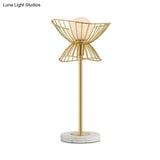 Modernist Gold Metal Nightstand Lamp For Study Room - Globe Table Light 1 Bulb