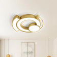 Modernist Gold Metallic Led Flush Mount Light With Warm/White Illumination / Warm