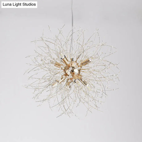 Modernist Gold/Silver Firework Chandelier With Clear Crystal Lights - 16/19.5 Wide 8/9/12 Hanging