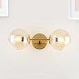 Modernist Gold Wall Lamp With Clear Glass Shade - 2 Lights Spherical Mount Fixture