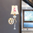 Modernist Gold Wall Mount Lamp With Arced Painted Glass Shade For Bedroom Lighting 1 /