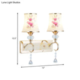 Modernist Gold Wall Mount Lamp With Arced Painted Glass Shade For Bedroom Lighting