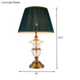 Modernist Hand-Cut Crystal Nightstand Lamp: Elegant Black Jar Shape With Reading Light
