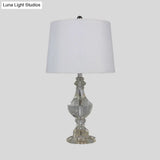 Modernist Hand-Cut Crystal Urn Table Light - Small White Desk Lamp With 1 Bulb