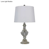 Modernist Hand-Cut Crystal Urn Table Light - Small White Desk Lamp With 1 Bulb