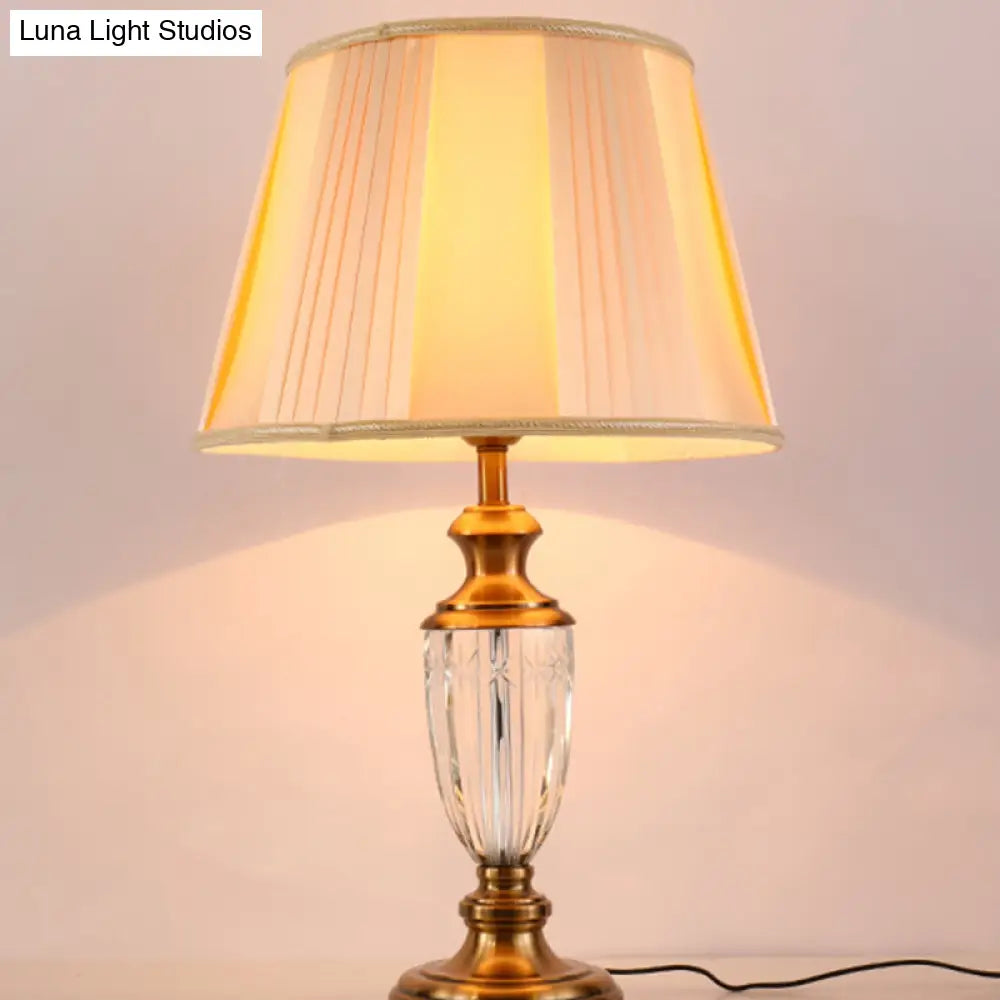Modernist Hand-Cut Crystal Urn Task Light With 1 Head Beige Finish
