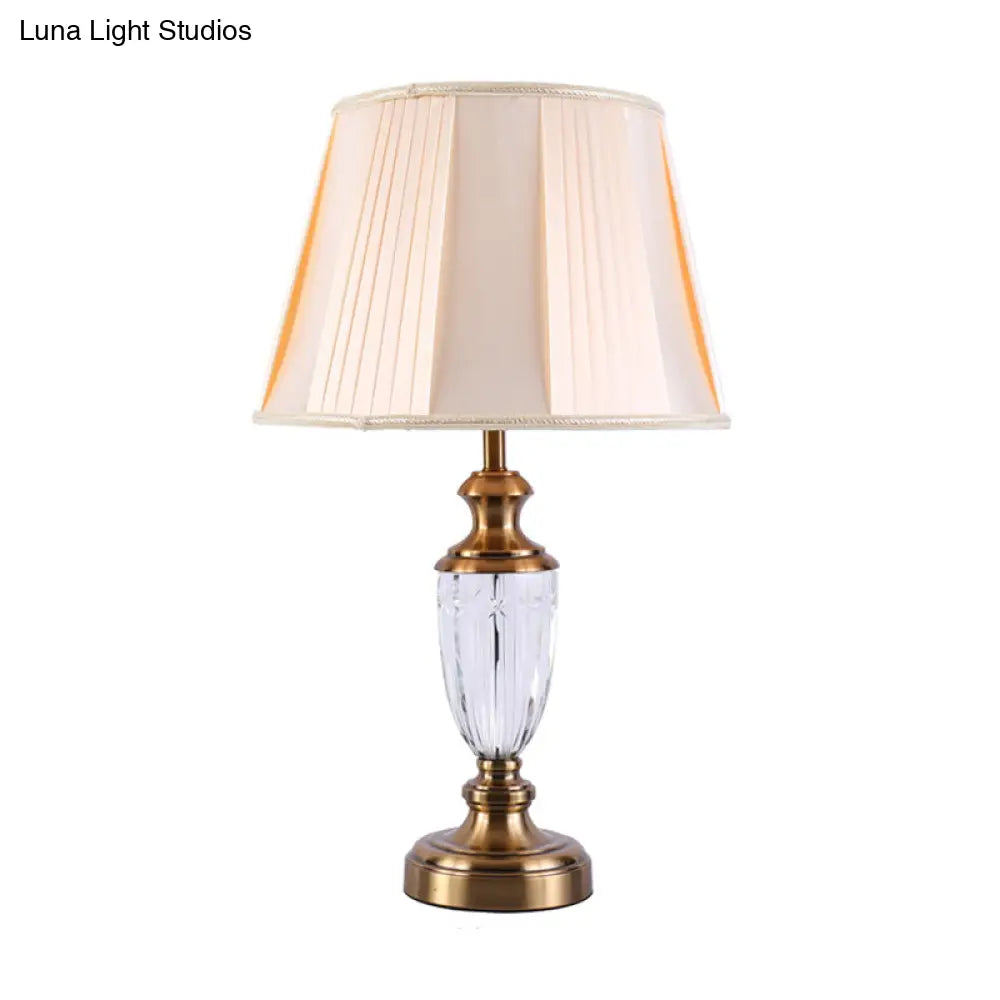 Modernist Hand-Cut Crystal Urn Task Light With 1 Head Beige Finish