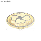Modernist Hand - Cut Crystal White Led Clover Ceiling Flush Mount Light - Warm/White Lighting