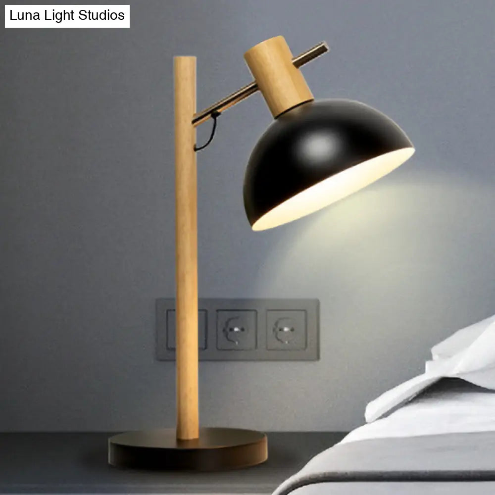Modernist Hemisphere Task Lighting: Metallic 1-Bulb Reading Lamp In Black For Study