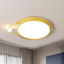 Modernist Iron Flush Mount Lamp In Black/Gold 17’/20.5’ Wide Led Warm/White Light Gold / 17’ Warm