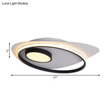 Modernist Led Acrylic Oval Flush Mount Light - Black/White Ceiling Lamp Fixture 18’/21.5’/27’