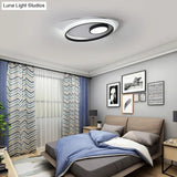 Modernist Led Acrylic Oval Flush Mount Light - Black/White Ceiling Lamp Fixture 18’/21.5’/27’