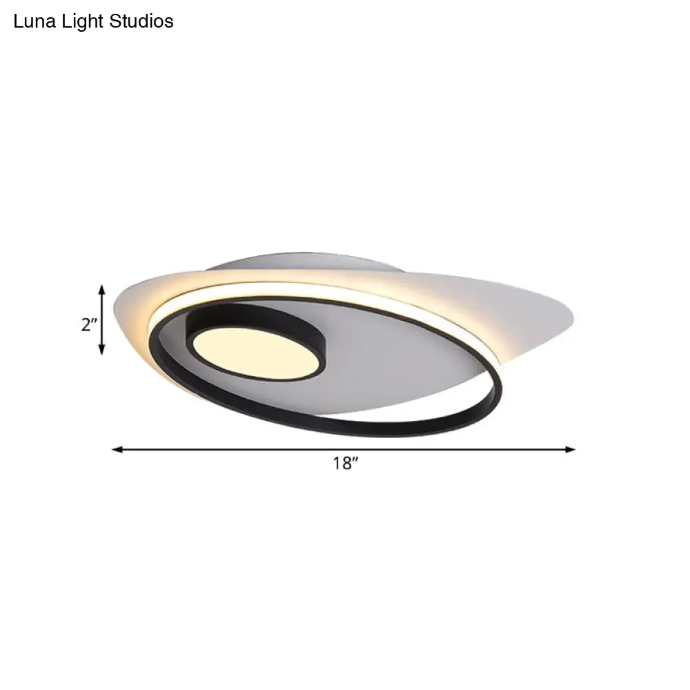 Modernist Led Acrylic Oval Flush Mount Light - Black/White Ceiling Lamp Fixture 18’/21.5’/27’