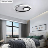 Modernist Led Acrylic Oval Flush Mount Light - Black/White Ceiling Lamp Fixture 18’/21.5’/27’