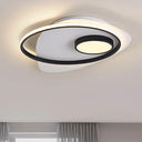 Modernist Led Acrylic Oval Flush Mount Light - Black/White Ceiling Lamp Fixture 18’/21.5’/27’