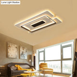 Modernist Led Aluminum Flushmount Ceiling Lamp - 35.5’/45’ Wide Black Long Frame Warm/White