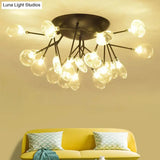 Modernist Led Black Ceiling Flush Mount Lamp Clear Glass Shade Perfect For Living Room