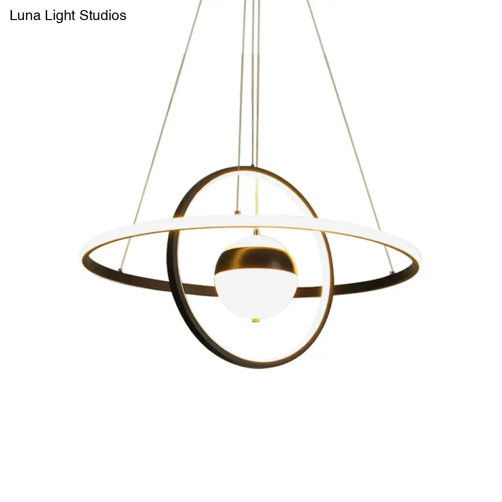 Modernist Led Black Pendulum Lamp With Acrylic Globe Shade – Stylish Hanging Ceiling Light