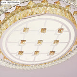 Modernist Led Chrome Crystal Flush Mount Ceiling Light For Living Room - 23.5’/31.5’ Diameter