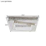 Modernist Led Crystal Block Rectangle Flush Ceiling Mount Lamp In Chrome