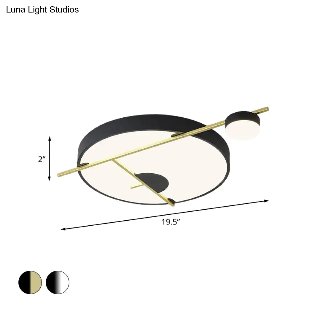 Modernist Led Flush Mount Ceiling Lamp Black/White - Gold Drum Fixture Acrylic Shade Warm/White
