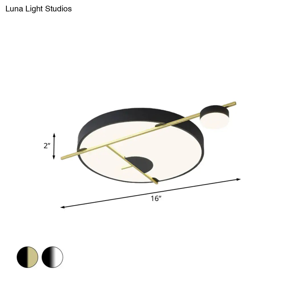 Modernist Led Flush Mount Ceiling Lamp Black/White - Gold Drum Fixture Acrylic Shade Warm/White