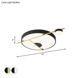 Modernist Led Flush Mount Ceiling Lamp Black/White - Gold Drum Fixture Acrylic Shade Warm/White