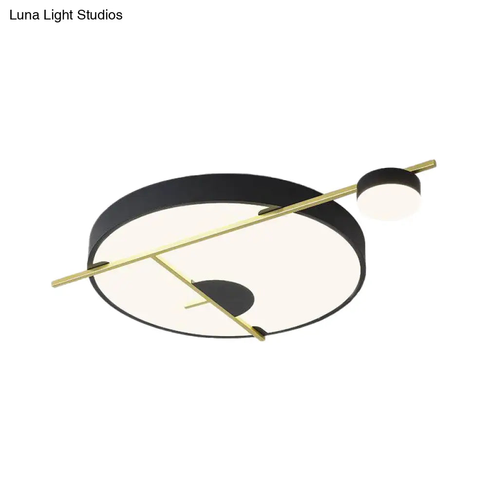Modernist Led Flush Mount Ceiling Lamp Black/White - Gold Drum Fixture Acrylic Shade Warm/White