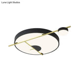 Modernist Led Flush Mount Ceiling Lamp Black/White - Gold Drum Fixture Acrylic Shade Warm/White