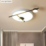 Modernist Led Flush Mount Ceiling Lamp Black/White-Gold Drum Fixture Acrylic Shade Warm/White Light
