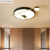 Modernist Led Flush Mount Ceiling Lamp Black/White - Gold Drum Fixture Acrylic Shade Warm/White