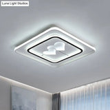 Modernist Led Flush Mount Lamp In White - Round/Square/Rectangle Design Warm/White Light