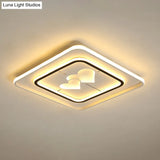 Modernist Led Flush Mount Lamp In White - Round/Square/Rectangle Design Warm/White Light