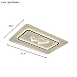 Modernist Led Flush Mount Lamp In White - Round/Square/Rectangle Design Warm/White Light