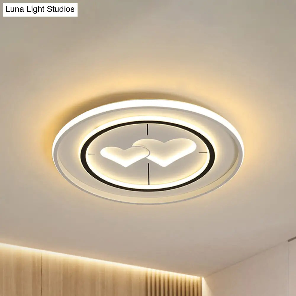 Modernist Led Flush Mount Lamp In White - Round/Square/Rectangle Design Warm/White Light